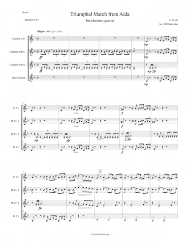Triumphal March from Aida for clarinet quartet (arr. Bill Malcolm)