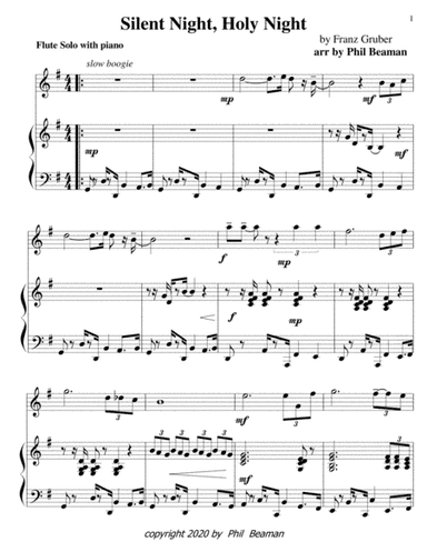 Silent Night, Holy Night-boogie-flute and piano (arr. Phil Beaman)