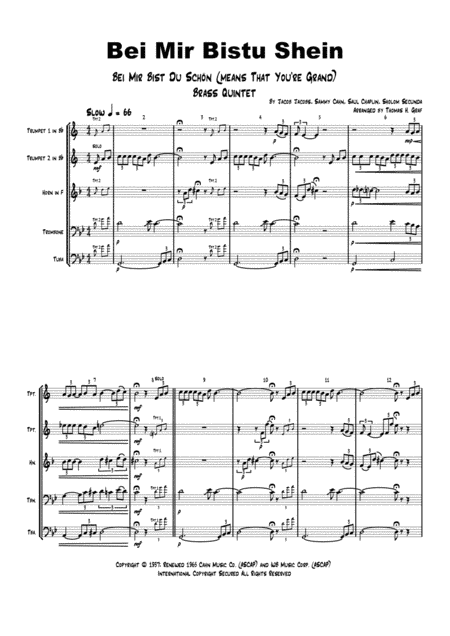 Bei Mir Bist Du Schon (means That You're Grand) (arr. Thomas H. Graf)