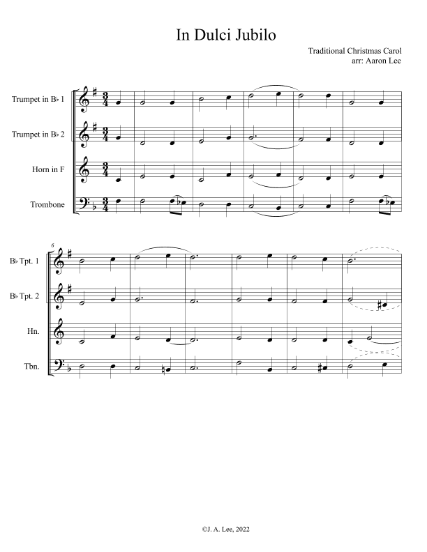 In Dulci Jubilo (a chorale for brass quartet) (arr. Aaron Lee)