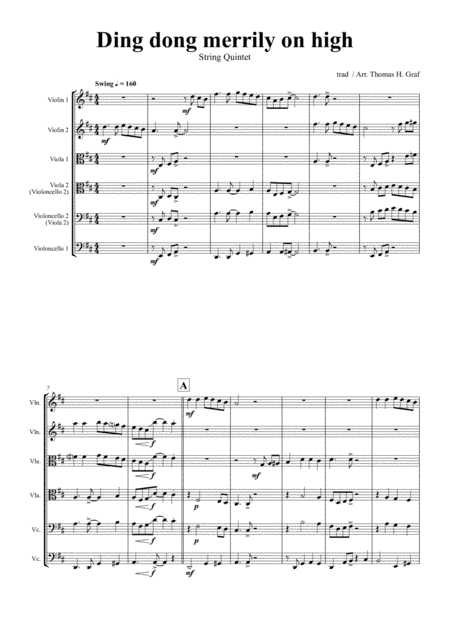 Ding dong merrily on high - Swing - String Quintet (arr. Thomas H. Graf)