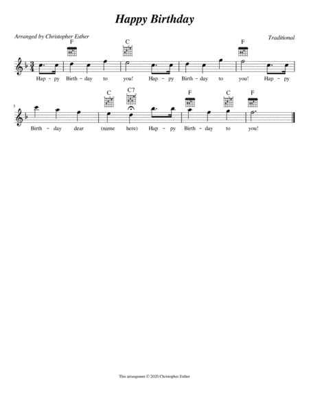 Happy Birthday (Flute) (arr. Christopher Esther)