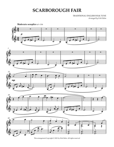 Scarborough Fair (piano solo) (arr. Erik Helm)