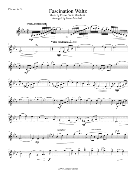 Fascination Waltz for Solo Clarinet (arr. James Marshall)