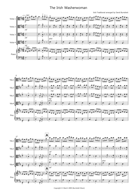 The Irish Washerwoman for Viola Quartet (arr. David Burndrett)