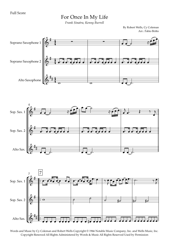 For Once In My Life (arr. Fabio Britto)
