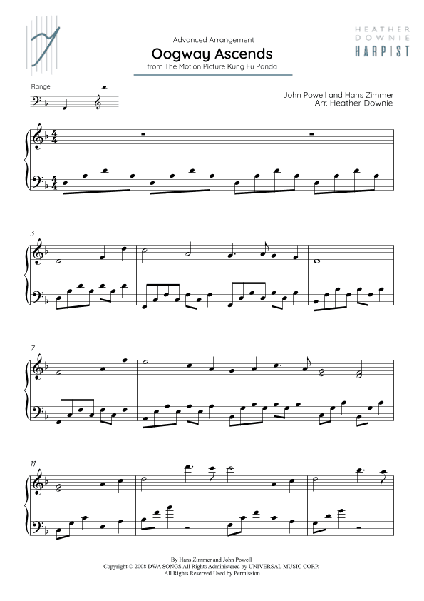 Oogway Ascends (arr. Heather Downie Harpist)