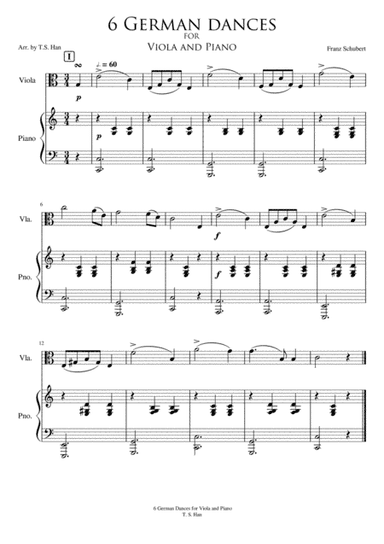 Schubert 6 German Dances for Viola and Piano (arr. T S Han)