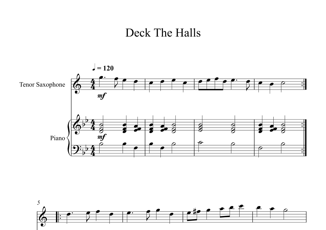 Deck The Halls (Tenor Sax + Piano) (arr. Digital Book Music)