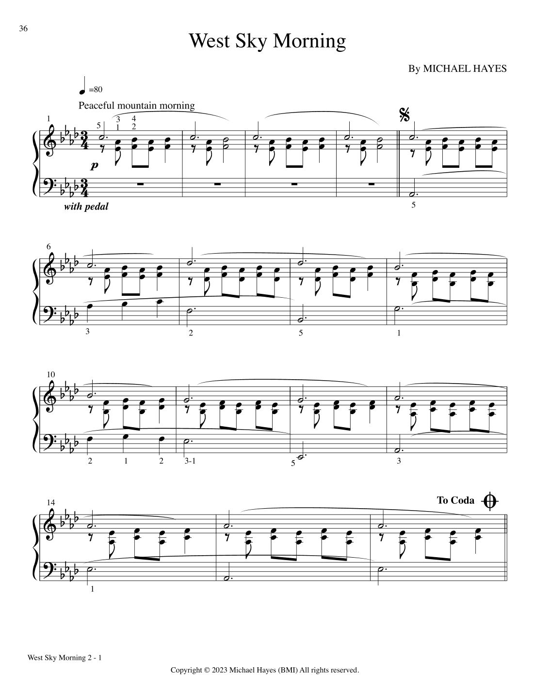 West Sky Morning - From 24 Short Piano Pieces in All Keys