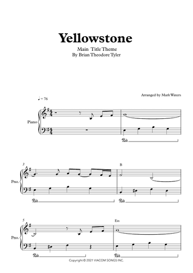 Yellowstone - Main Title Theme (arr. Mark Waters)