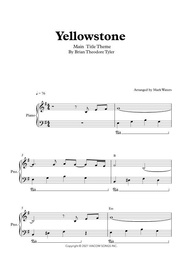 Yellowstone - Main Title Theme (arr. Mark Waters)