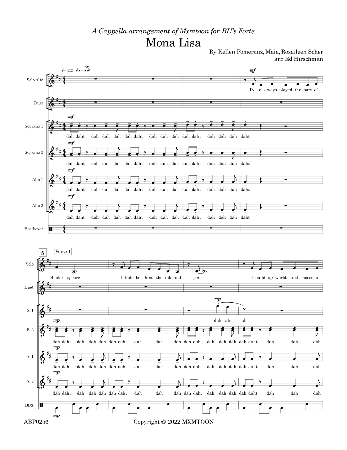 Mona Lisa (arr. Ed Hirschman)