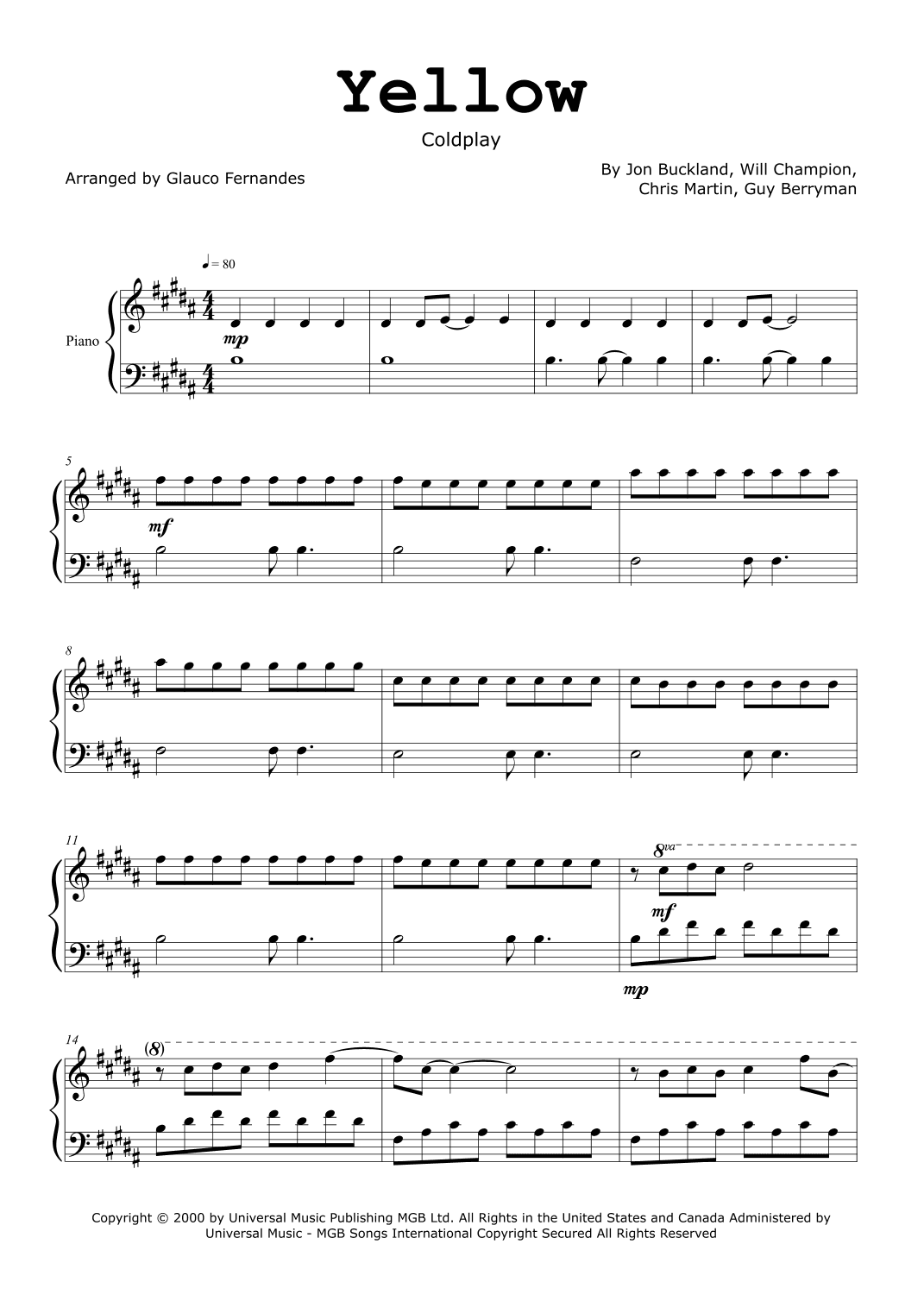 Yellow (arr. Glauco Fernandes)