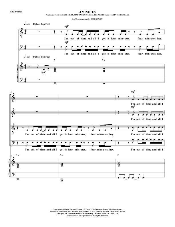 4 Minutes (arr. Jeffrey Bowen)