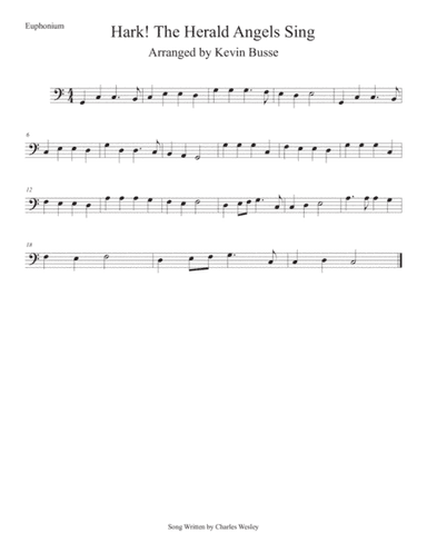 Hark! The Herald Angels Sing (Easy key of C) Euphonium (arr. Kevin Busse)