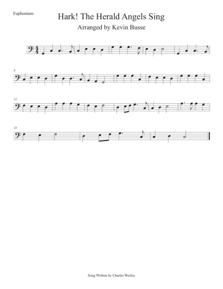 Hark! The Herald Angels Sing (Easy key of C) Euphonium (arr. Kevin Busse)