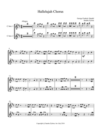 Hallelujah Chorus (treble C instrument duet, parts only) (arr. sandra dee zylstra)