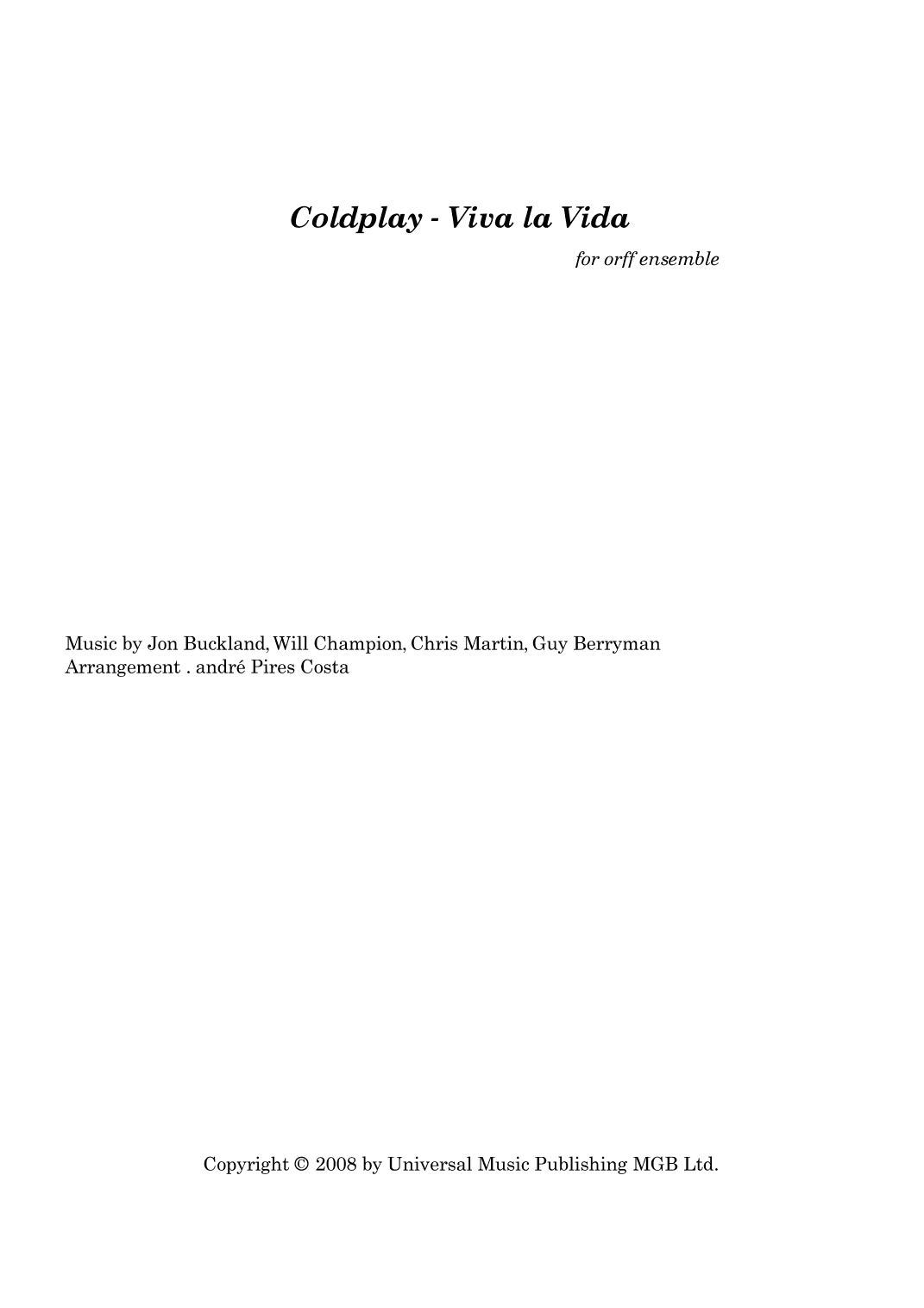 Viva La Vida (arr. Andre Pires Costa)