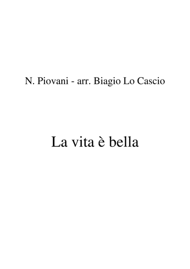 Life Is Beautiful (la Vita E Bella) (arr. Biagio Lo Cascio)