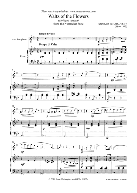 Nutcracker Suite: Waltz of The Flowers - Alto Saxophone and Piano (arr. Anne L Christopherson GRSM ARCM)
