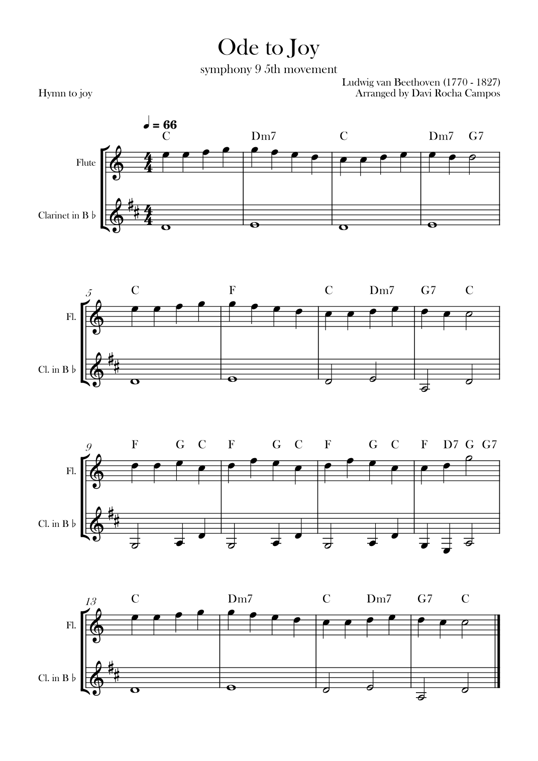 Ode To joy (Symphony 9 5th movement) (arr. Davi Rocha Campos)