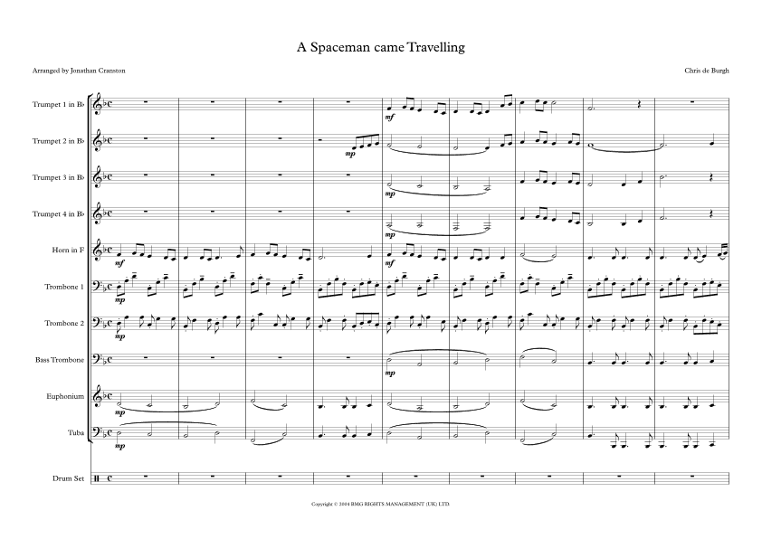 A Spaceman Came Travelling (arr. Jonathan Cranston)