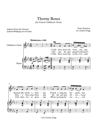 Thorny Roses (for Unison Children's Choir) (arr. Jordan Grigg)