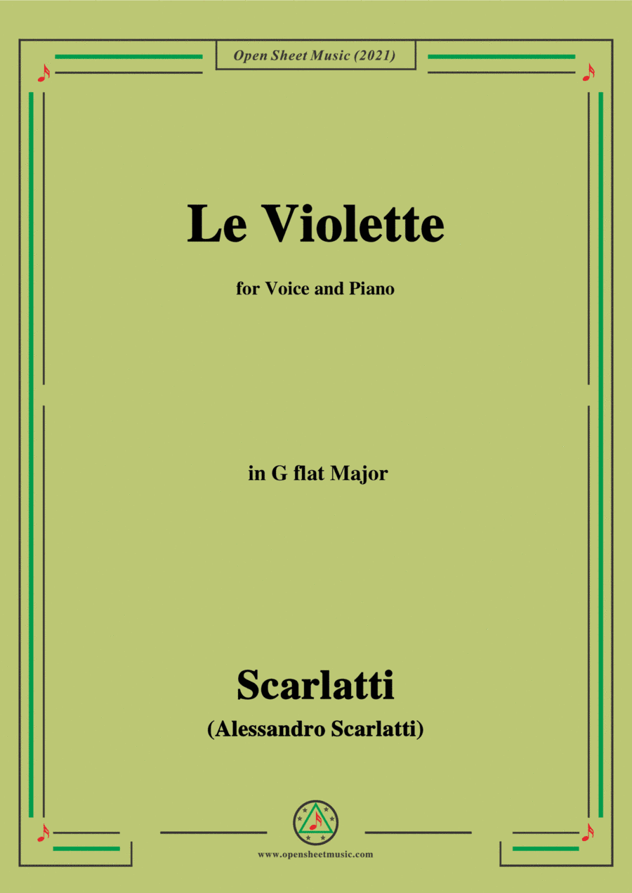 Scarlatti-Le Violette in G flat Major,from Pirro e Demetrio,for Voice&Piano (arr. MSM)