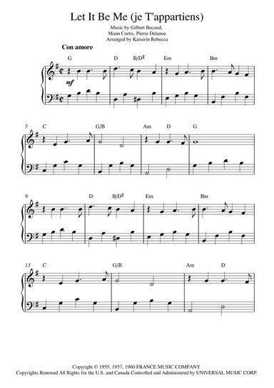 Let It Be Me (je T'appartiens) (arr. Kaiserin Rebecca)