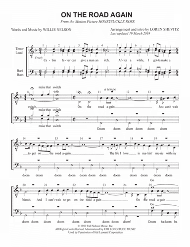 On The Road Again (arr. Loren Shevitz)