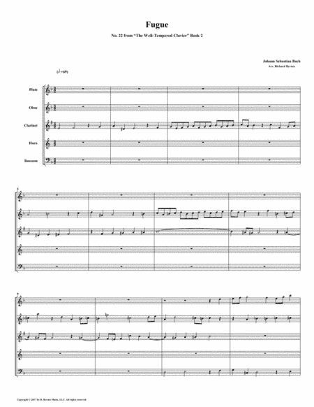 Fugue 22 from Well-Tempered Clavier, Book 2 (Woodwind Quintet) (arr. Richard Byrnes)