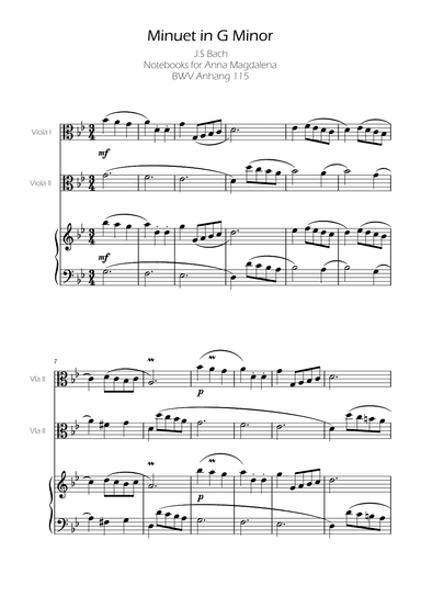 Minuet in G minor BWV Anh. 115 - Bach - Viola Duo (arr. Ygor Nunes Silva)