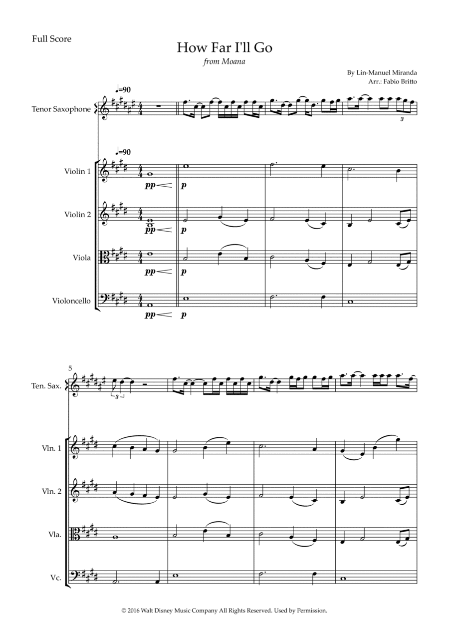 How Far I'll Go (arr. Fabio Britto)