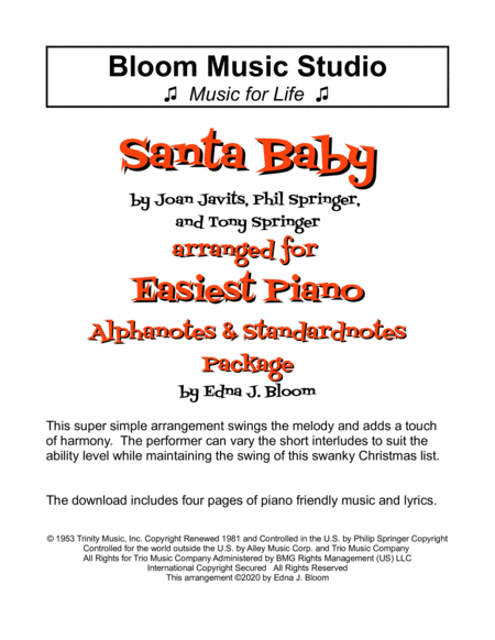 Santa Baby (arr. Edna J. Bloom)