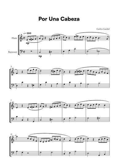 Carlos Gardel - Por Una Cabeza for Flute and Bassoon (arr. Cadenza Editions)