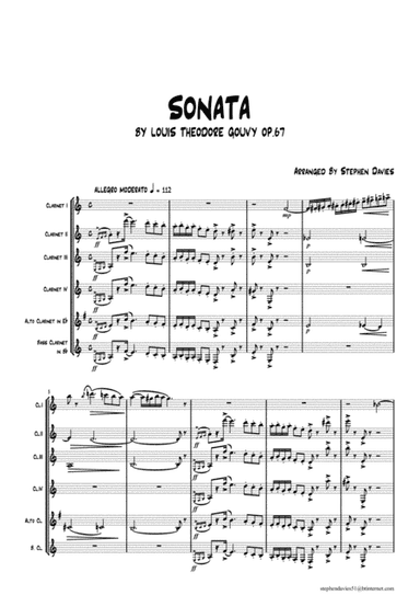 'Sonata' by Louis Theodore Gouvy for Clarinet Sextet. (arr. Stephen Davies)