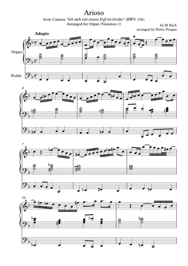 Arioso (BWV 156) by JS Bach - arranged for Organ (arr. Pietro Prugna)
