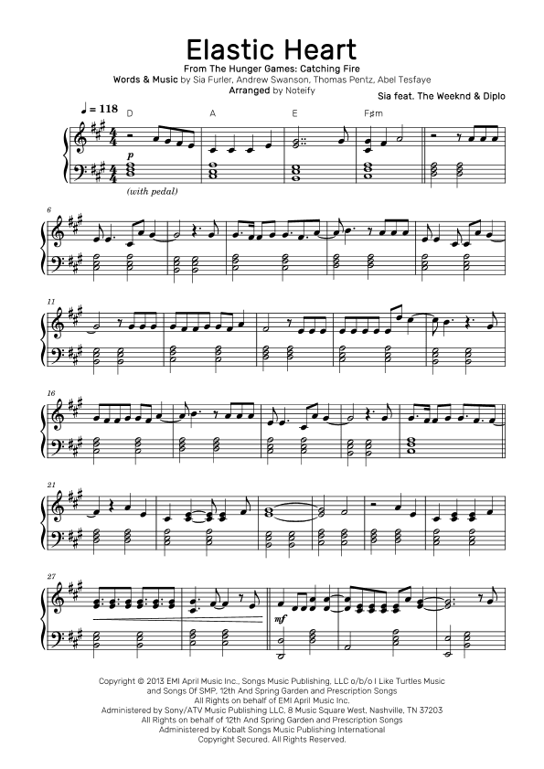 Elastic Heart (arr. Noteify)