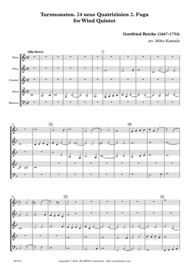 Turmsonaten. 24 neue Quatrizinien  2. Fuga for Wind Quintet (arr. Mikio Kamada)