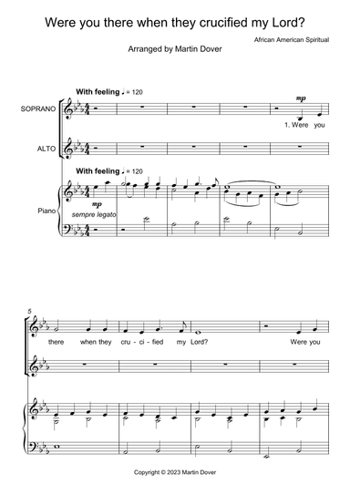 Were you there when they crucified my Lord? - 2 Part Choir - SA - Upper Voices (arr. Martin Dover)