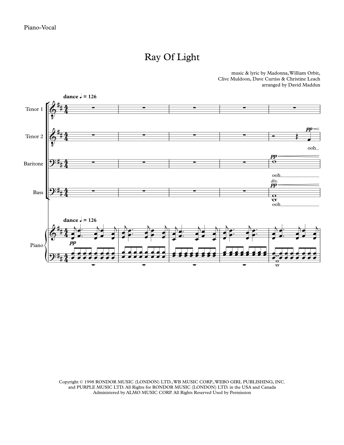 Ray Of Light (arr. David Maddux)