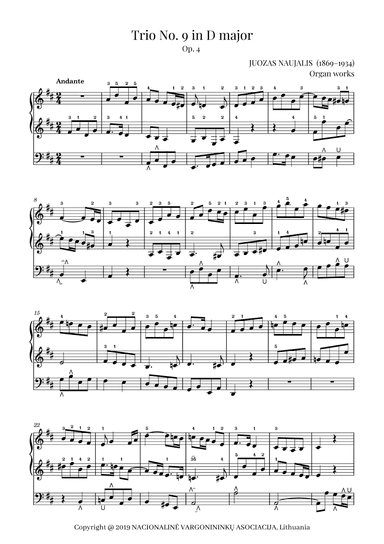 Trio No. 9 in D major, Op. 4 by Juozas Naujalis (1869–1934)