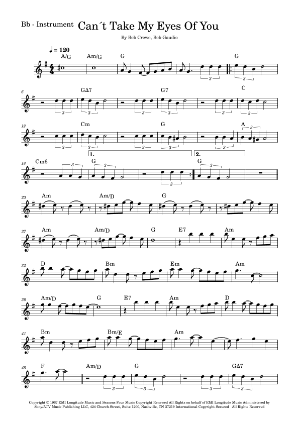 Can't Take My Eyes Off Of You (arr. Fabio Eduardo de Oliveira)