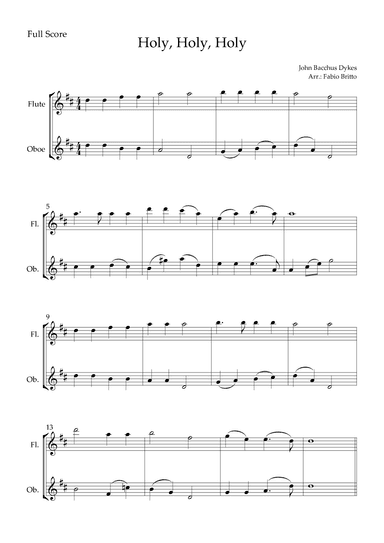 Holy, Holy, Holy (Traditional Christian Song) for Flute & Oboe Duo (arr. Fabio Britto)
