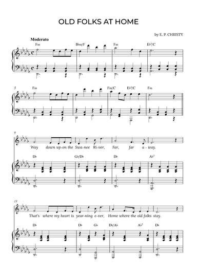 OLD FOLKS AT HOME in Db with chords (arr. Alex Nunes Rodrigues)