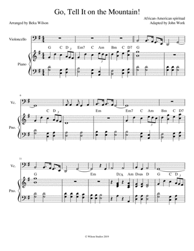 Go Tell It on the Mountain!--cello solo (arr. Beka Wilson)