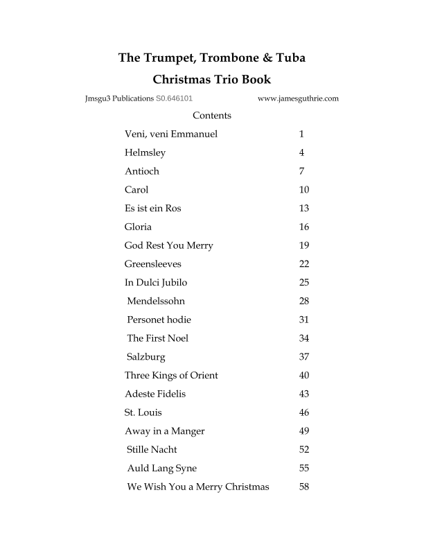 The Trumpet, Trombone & Tuba Christmas Trio Book (arr. James M. Guthrie, ASCAP)