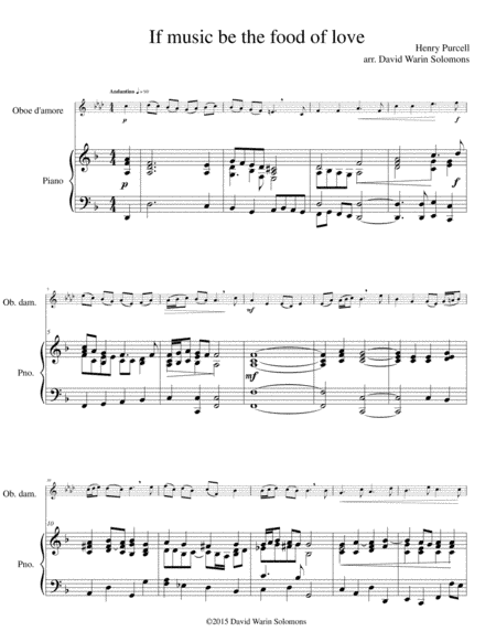 If music be the food of love for oboe d'amore and piano (arr. David Warin Solomons)