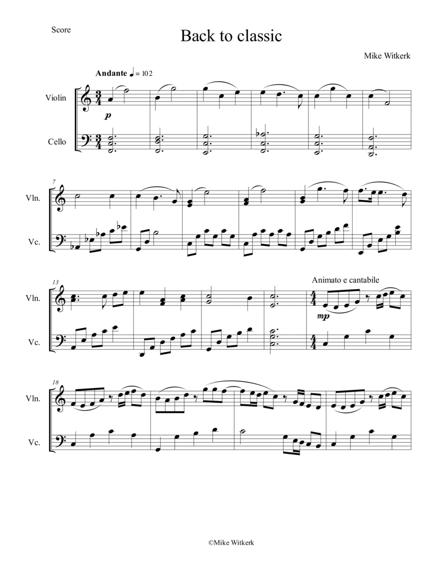 Mike Witkerk - Back to classic (Violin and Cello)